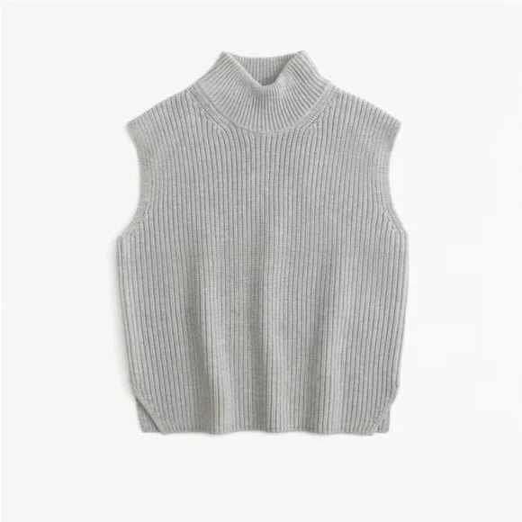 Abercrombie & Fitch Gray Ribbed Sleeveless Turtleneck Size M - Picture 4 of 9